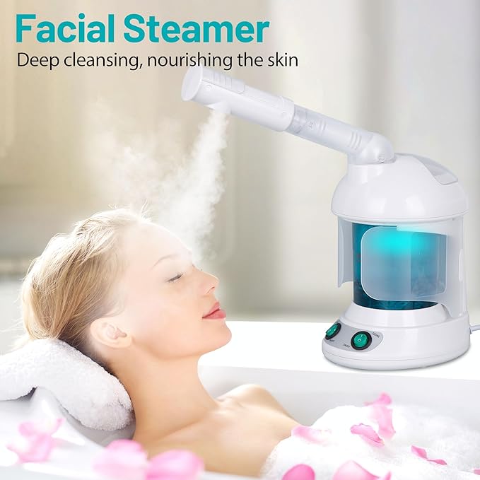 ZENY 3-in-1 Portable Facial Steamer and Hair Steamer, Humidifier, Nano Ionic Face Steamer for Acne Blackhead, Unclogs Pores, Spa Quality