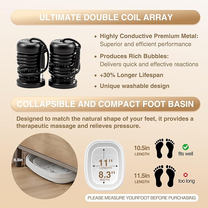 Ionic Foot Bath Detox Machine,Foot Detox Foot Bath Soak Tub with 2 Arrays,80 Disposable Foot Spa Liners, Sea Salt,Folding Foot Spa Bucket,Home Salon-Level Foot Soaking Tub