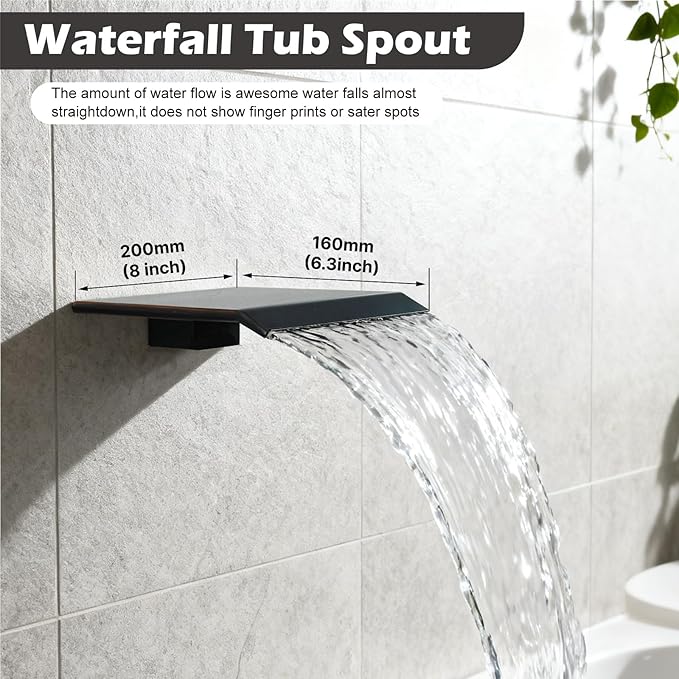 Midanya Shower System with Tub Spout,Bathtub Shower Faucet Set with Square Rainfall Head and Handheld Sprayer Wall Mount Tub Faucet Set with Valve and Trim Kit,16 Inch Oil Rubbed Bronze