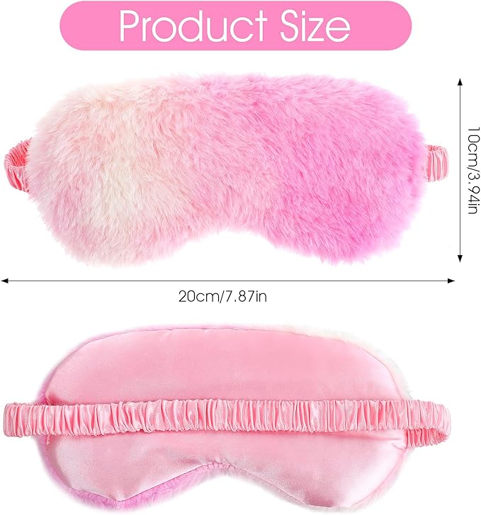 2 Pcs Plush Eye Mask Soft Sleeping Blindfold Eye Cover Comfortable Furry Faux Fur Sleeping Mask Satin Nap Night Eyeshade Cover for Women Men Gift (Purple, Red)