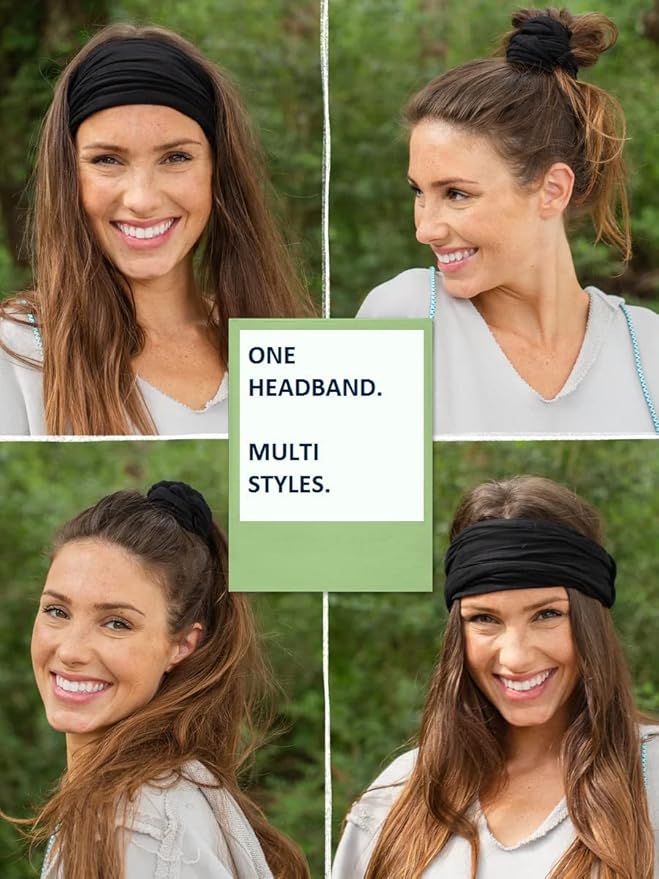 Wide Headbands for Women Non Slip Thick Large Head Bands for Women's Hair, Cloth Fabric Stretchy Hair Bands for Yoga Workout