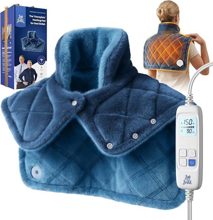BOB AND BRAD Weighted Heating Pad for Neck and Shoulders, 2.2lb Electric Neck Wrap with Far-Infrared Ceramic Beads for Deep Tissue Pain Relief, 20"x22", FSA Eligible/HSA Eligible,Gift for Mom Women