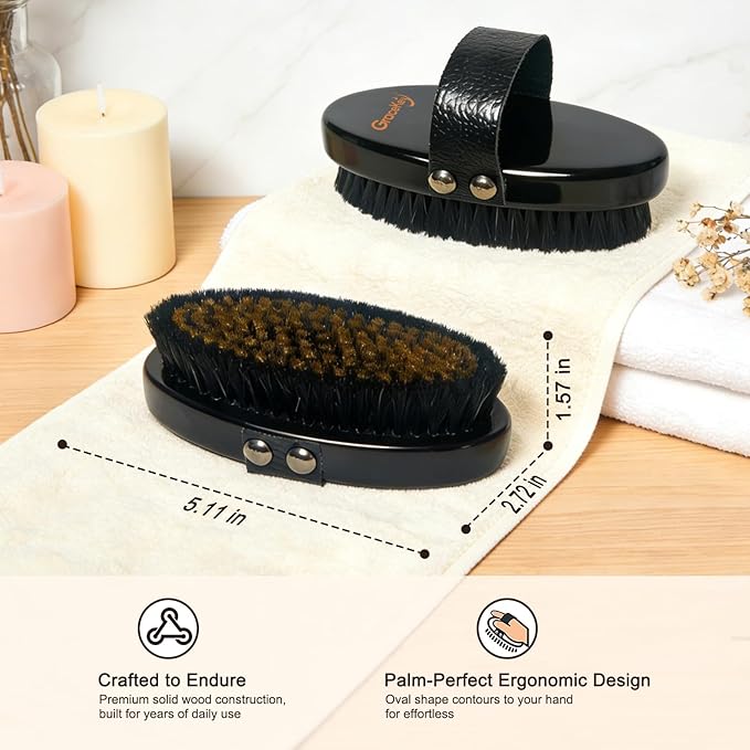 Gracekey Ionic Copper Dry Brushing Body Brush for Lymphatic Drainage & Exfoliation - Copper Body Brush to Improve Circulation, Reduce Cellulite for Glowing Skin