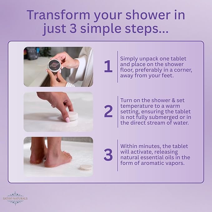 Lavender Shower Steamers (6 Pack) – Aromatherapy Shower Bombs for Relaxation & Stress Relief – Natural Essential Oil Spa Tablets, Self Care Birthday Gifts for Women & Men