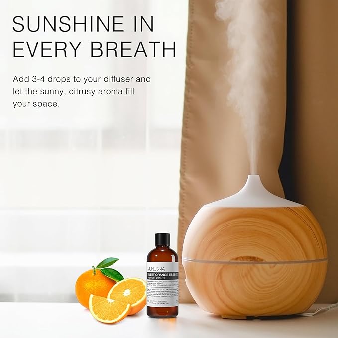 Sweet Orange Essential Oil 100ML, 100% Pure Natural Sweet Oranges Oil Premium Grade Orange Aromatherapy Oils for Diffuser, Skin, Massage, Candle and Soap Making