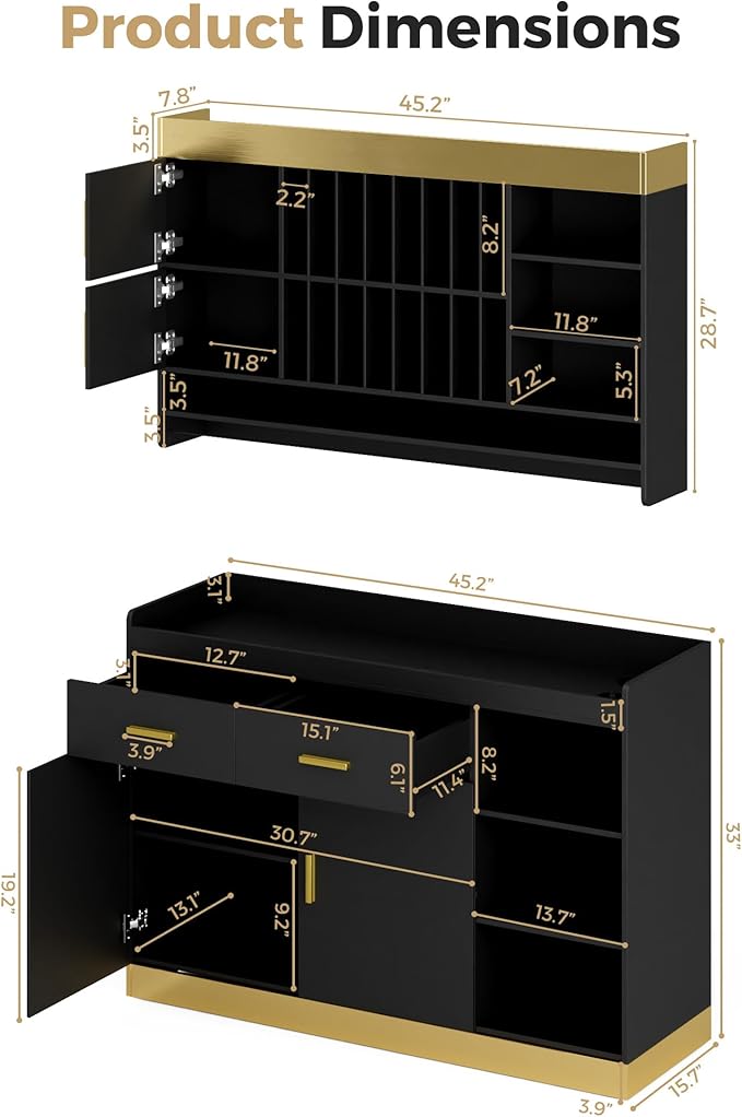 Salon Station Barber Color Bar with Drawers & Adjustable Shelves, Salon Storage Cabinet and Wall Mounted Hair Color Organizer for Salon Display, Black