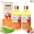 2 Pack 3.38 fl.oz Strawberry Body Oil after Shower, Vitamin C & E Gua Sha Body Oils Scented Body Oils for Women, Dry Body Oil Juice for Skin