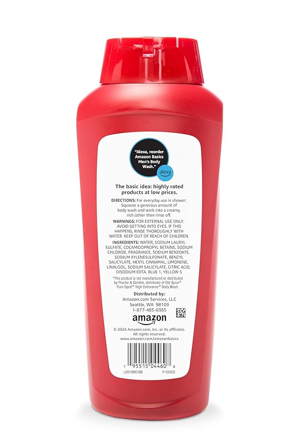 Amazon Basics Men's Body Wash, Sport Scent, Paraben and Phthalate Free, Refreshing Shower Gel, 18 Fluid Ounce
