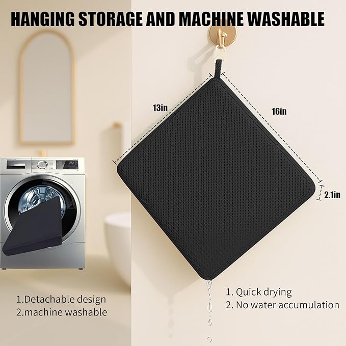 Shower Seat Cushion,Thickened Shower Chair Cushion 4D Air Fiber Material,Machine Washable and Fast Drying Suitable for Shower Seats Bathtub Baths, Poolside & Rest Dressing Room Seats，Black