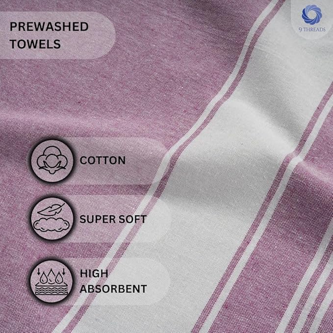 Cotton Turkish Beach Towel with Towels Oversized 36"x72" Pool Absorbent Extra Large Quick Dry Sand Travel Towel (Purple, 4 Pack)