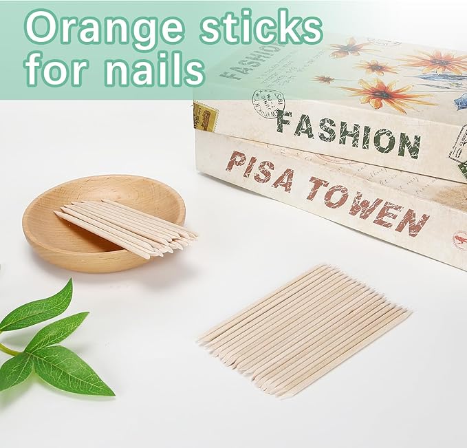800 Pcs Orange Wood Sticks for Nails, Double Sided Multi-Use Wooden Cuticle Pusher Sticks Disposable Manicure Pedicure Tool Cuticle Stick for Nails, Eyebrow Waxing, Facial Hair Removal