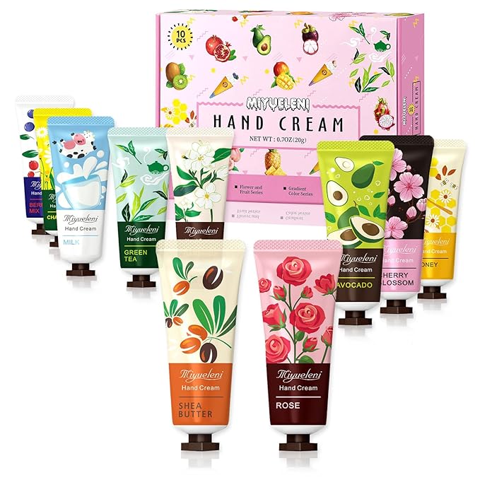 10 Pack Hand Cream Gift Set, Mothers Day Gifts,Moisturizing Hand Lotion Travel Size for Dry Hands, Gifts for Women&Teen Girls, Teacher Appreciation Gifts, Nurses Week Gifts, Mini Bulk Gifts