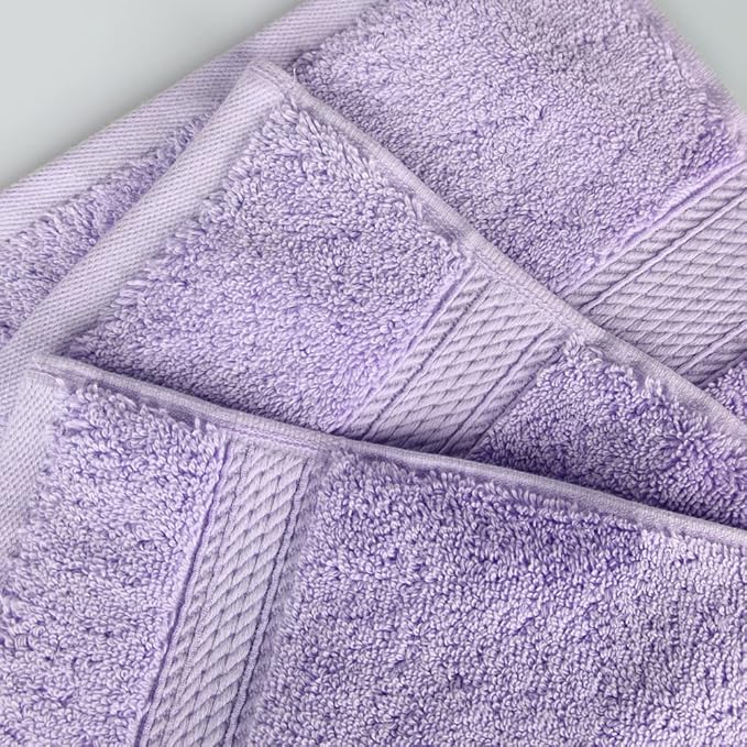 SUPERIOR Egyptian Cotton Pile 3 Piece Towel Set, Includes 1 Bath, 1 Hand, 1 Face Towel/Washcloth, Ultra Soft Luxury Towels, Thick Plush Essentials, Guest Bath, Spa, Hotel Bathroom, Purple