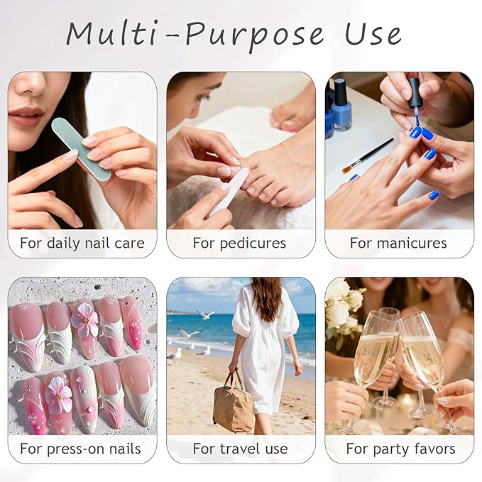 5-Piece Disposable Manicure Kit, Bulk Mini Nail Care Set with Nail Files, Buffer, Cuticle Pusher & Cleaning Brush, Pedicure Salon Supplies, Party Favors, Limas Desechables para Uñas