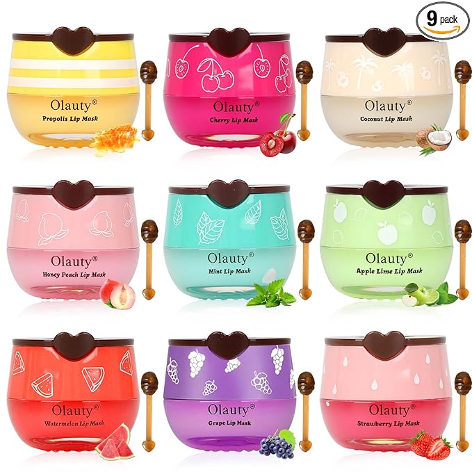 9PCS Bee Lip Balm Lip Mask Honey Pot,Mothers Day Gifts,Honey Lip Balm Bulk Gifts Lip Sleeping Mask Nourishing Overnight Lip Treatment Moisturizer Balm,Teacher Appreciation Gifts,Birthday Party Favors