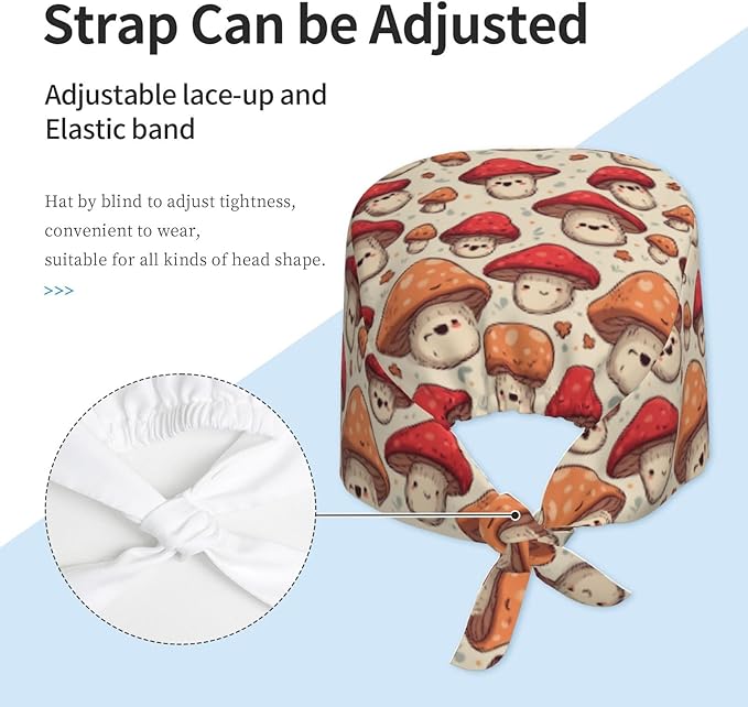 Alligator Ice Cream Working Cap, Scrub Cap with Sweatband, Adjustable Tie Back Hat Breathable Headgear for Women/Men