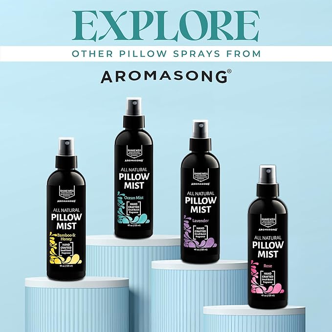 Aromasong All Natural Pillow Spray - Mothers Day Gift Set - Pack of Lavender, Ocean Mist, and Eucalyptus Included - Calming Linen & Bedtime Natural Essential Oil Mist Spray for Sleeping