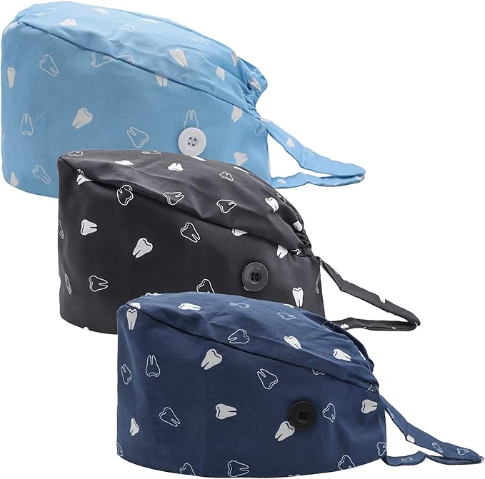 3Pcs Gourd-Shaped Working Caps with Upgrade Sweatband Adjustable Hats Head Cover for Women/Men