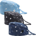 3Pcs Gourd-Shaped Working Caps with Upgrade Sweatband Adjustable Hats Head Cover for Women/Men