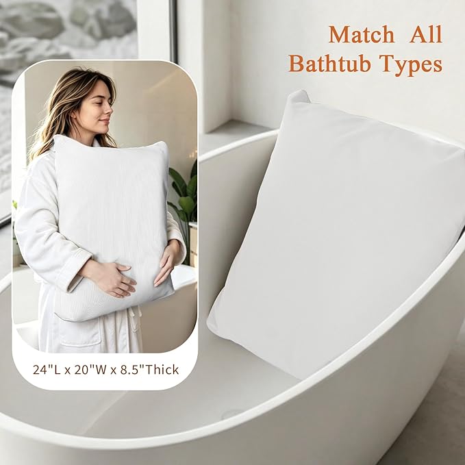 Luxury Bathtub Pillow,Gift for Mother's Day,Head,Neck & Back Support,Quick-Drying 5D Mesh Core,Adjustable Thickness Fits Any Bathtubs,Easy to Maintain,Beige