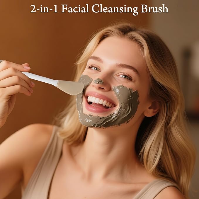 Real Perfection Gua Sha Facial Tools Face Roller for Wrinkles Jade Roller and Gua Sha Set, Scrubber Pore Brush Headband Skin Care Tools for Travel Skincare Routine Massaging Reducing Puffiness - White