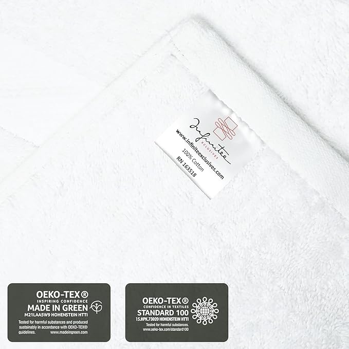 Infinitee Xclusives Luxury Wash Cloths for Showering [13x13] – 100% Cotton Washcloths [Pack of 4], Soft and Absorbent Face Towels for Bathroom Wash Clothes, Gym, and Spa (Brilliant White)