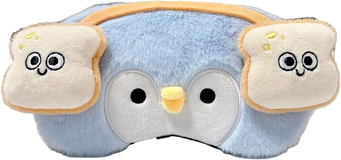 PERFECTSIGHT Sleep Eye Masks, Cute Penguin Sleep Eye Cover Lightweight Adjustable Eyeshade Mask Cover for Women Kids Girls Sleep Travel Nap, Toast Headphone