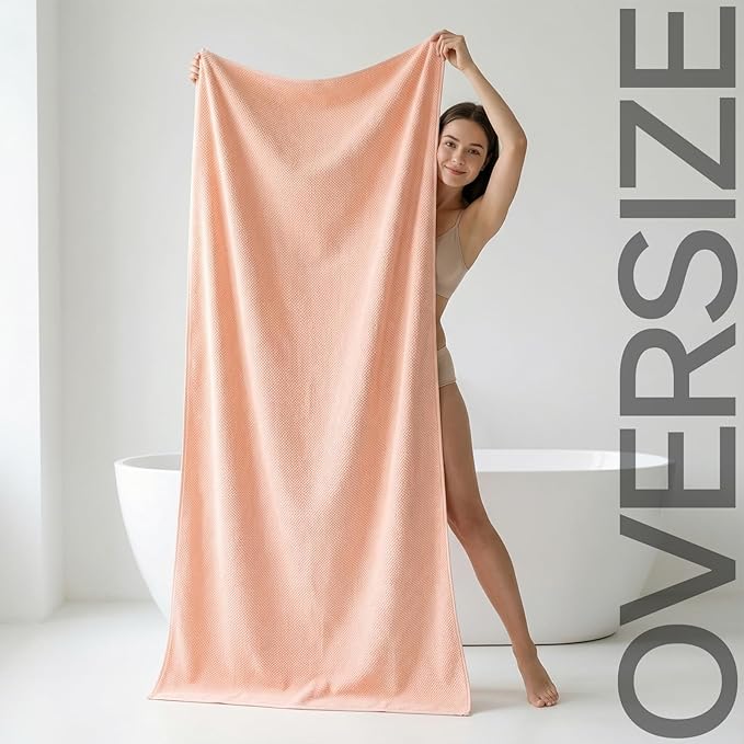 REDKISS Pack of 1 Jumbo Bath Sheet, 40 x 80 Inches Microfiber Oversized Bath Towel for Bathroom, Extra Large & Lightweight, Quick-Dry, Super Soft & Highly Absorbent, Perfect to Wrap Yourself in, Pink