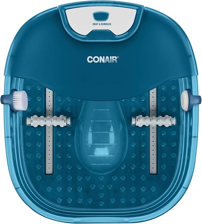 Conair Pedicure Foot Spa Bath with Heat reaching 104 Degrees, Massaging Foot Rollers, Soothing Bubbles, Pumice Stone and Nail Brush Included