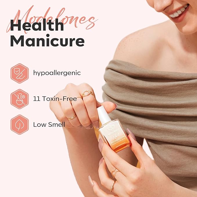 modelones Nail Strengthener and Growth Jelly Nude Pink Nail Polish Nail Hardener Extra Strong and Growth Nails Strengthening Polish 15ml Natural Concealer Foundation Nail Care Gifts for Women