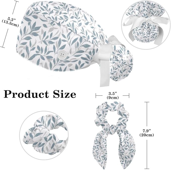 Scrub Cap with Hair Scrunchy, Ponytail Holder Surgical Cap