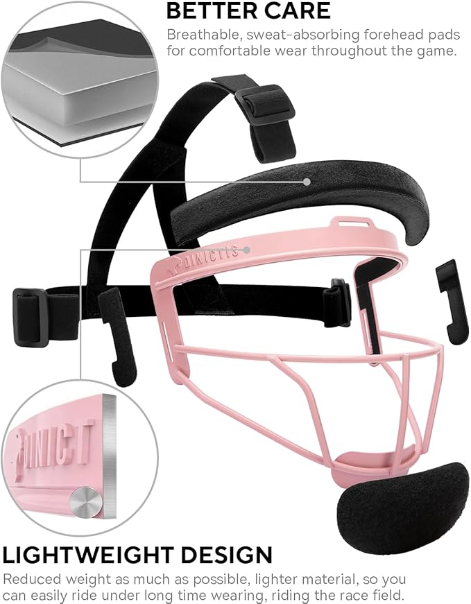 Dinictis Softball Face Mask, Lightweight, Comfortable, with Wide Field Vision, Durable and Safe Face Guards, Premium Protective Softball Fielder's Mask
