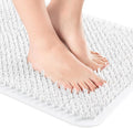 OTHWAY Non Slip Grassy Bathtub Mat : 25.6X13.4 Inches Sturdy But Soft Bath Mat_Quick Drain Shower Floor Mat with Soft Bristles for Scrubbing Feet (White)