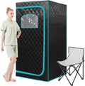 Portable Infrared Sauna for 1 Person, Full Size Home Sauna Box with Premium Dry Heating, Remote Temperature Control, Heated Foot Pad & Reinforced Folding Chair