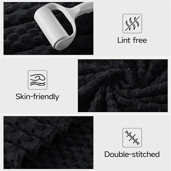 REDKISS Black Microfiber Towels Set of 6-35x70 Inches Oversized Bath Sheets, Extra Large Bath Towels Set of 6 for Adults, Super Soft Quick Dry Lint Free Absorbent Waffle Microfiber Shower Towels