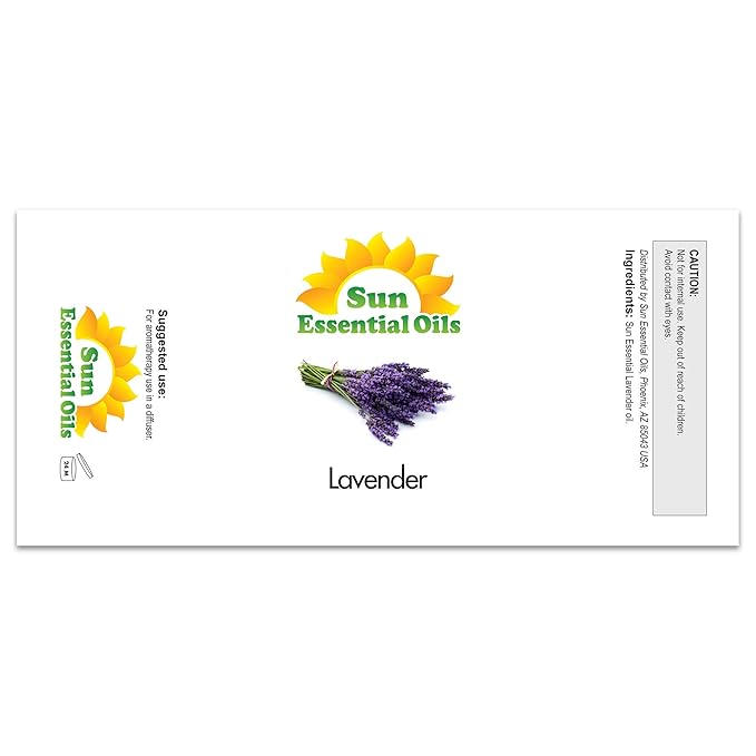 Sun Essential Oil - Lavender Essential Oil 16 oz (473 ml) for Diffuser, Humidifier, Skin, Aromatherapy Massage, Scented for Soap & Candle Making at Home, Calming Aroma for Sleep