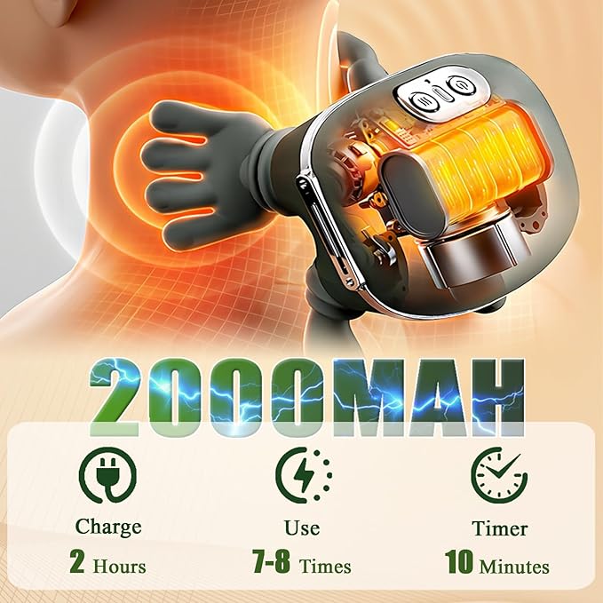 Shoulder and Neck Massager, Bionic Heated Massager, Neck Massager with Fingers, 4D Kneading Massage for Home and Travel