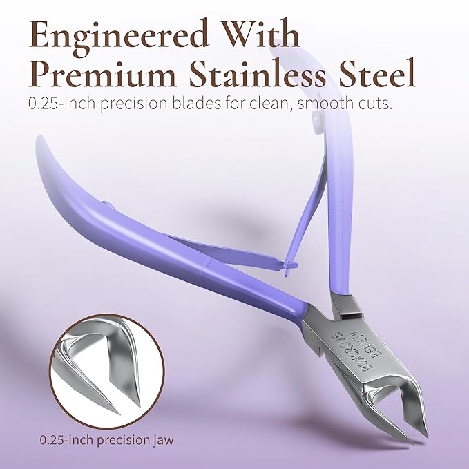 Professional Cuticle Cutter Stainless Steel Cuticle Nippers with Sharp Blades and Double Spring Cuticle Clippers - Nail Cuticle Trimmer Tool for Manicure & Pedicure Beauty at Home/Spa/Saloon Purple