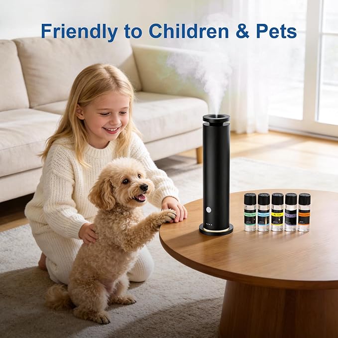 Waterless Scent Diffuser Starter Kit with 5 Essential Oils, Luxury Hotel-Class 1500 Sq Ft Coverage Aromatherapy Diffuser Oil Machine, 4.06Oz/120mL Air Diffusers for Home Large Room Hotel SPA