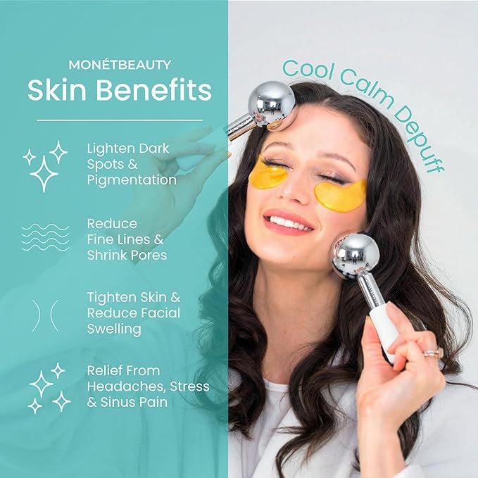MonétBeauty Stainless Steel Ice Globes for Facials (Silver), Durable Cryo Globes Instantly Reduce Puffiness, Tighten Pores and Sinus Relief, Face Globes for Facial Massages and Daily Beauty Routines