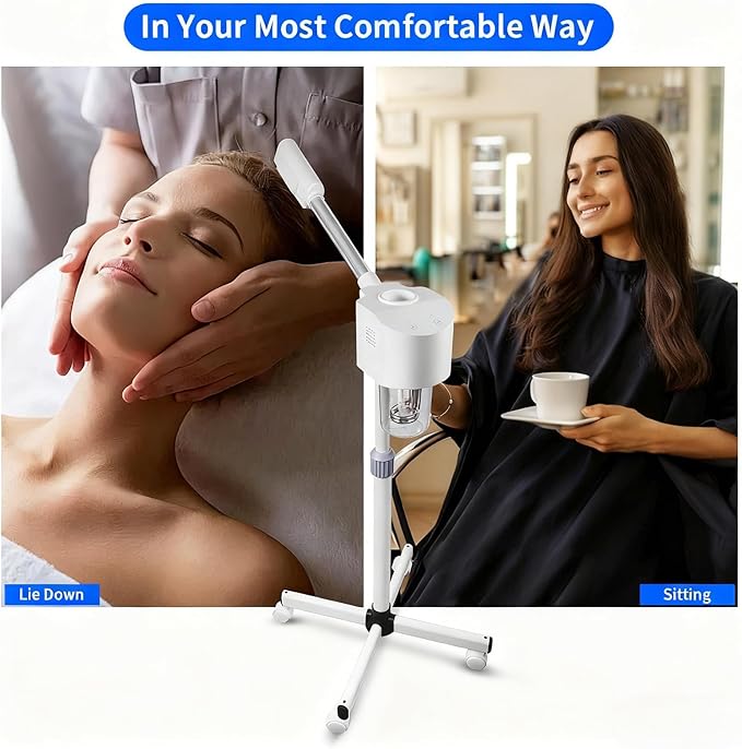 Professional Facial Steamer, Ozone & Hot Mist Spray, Stand Face Steamer for Estheticians, Deep Cleansing & Hydration, SPA & Home