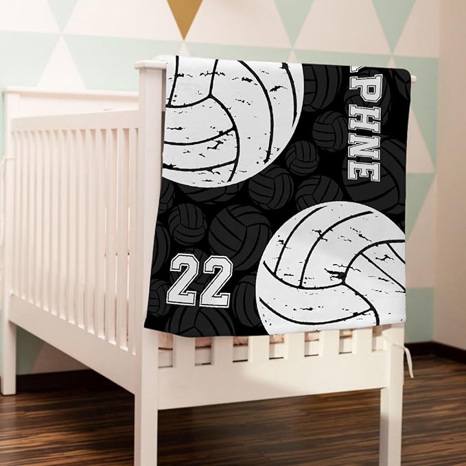 Custom Volleyball Blanket, Personalized Volleyball Blanket, Customized Sport Throw with Name Text for Boy, Girl, Men, Women, Volleyballs Gift for Athlete, Coach, Team, 60"x50" Soft Throw Blanket