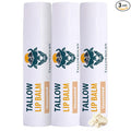 Moisturizing Tallow Lip Balm – Grass-Fed Beef Tallow with Organic Coconut Oil, Beeswax, and Vitamin E – Unscented Lip Balm Set – Travel Essential - 3-Pack