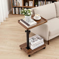 C Table End Table Adjustable Height,C Shaped End for Couch，Snack Tables,360°Swivel TV Tray Sofa Table,Tables that Slide Under,Coffee SideTable for Bed,Chair,Bath-tub,Outdoor(Walnut Color)