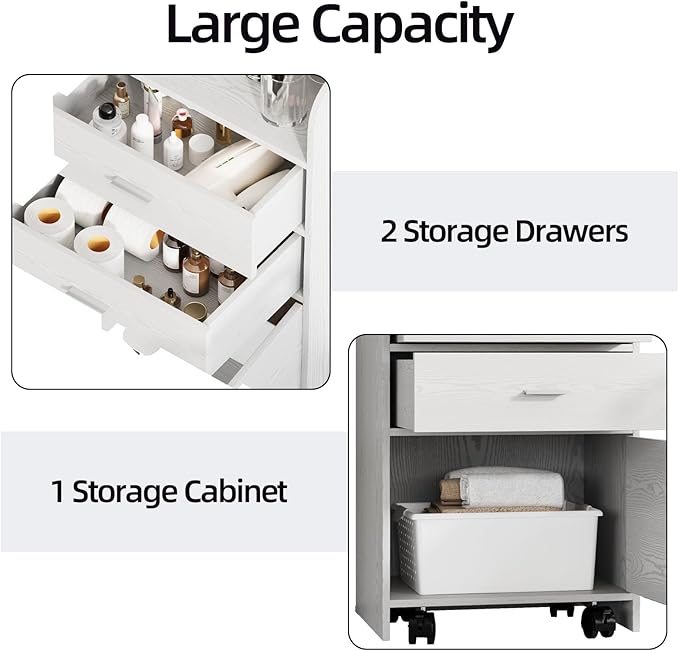 4ever2buy Salon Station for Hair Stylist, White Beauty Barber Station, Salon Trolley Cart with Wheels, Mobile Organizer for Salon, Spa, Barbershop, Nail & Beauty Tools, White