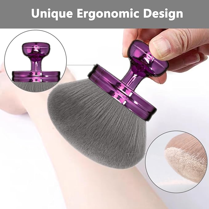 Body Makeup Brush Extra Large Oval Self Tanning Brush Multipurpose 74mm Wide-Headed Self Tanner Kabuki Sunscreen Brush for Legs Body Sunless Tan Streak Free Applicator(Purple)