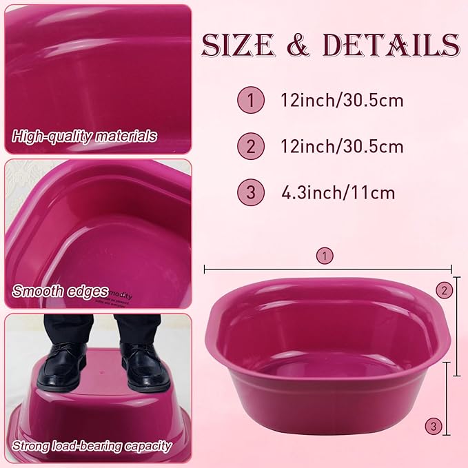 Haploon 6 Sets Foot Spa Kit for Spa Party,12 x 12 x 4.3 Inch Foot Tub and 14 x 30 Inch Pink Bath Towels Spa Party Accessory Set for Sleepover Parties Supplies（Pink）