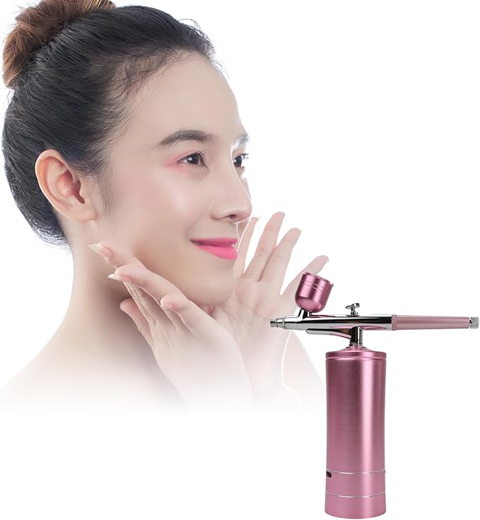 Oxygen Facial Machine – Handheld High Pressure Mist Spray Steamer for Skin Rejuvenation, Deep Cleaning, and Moisturizing – Portable, Rechargeable Airbrush for Home and Beauty Salon Use (Pink)
