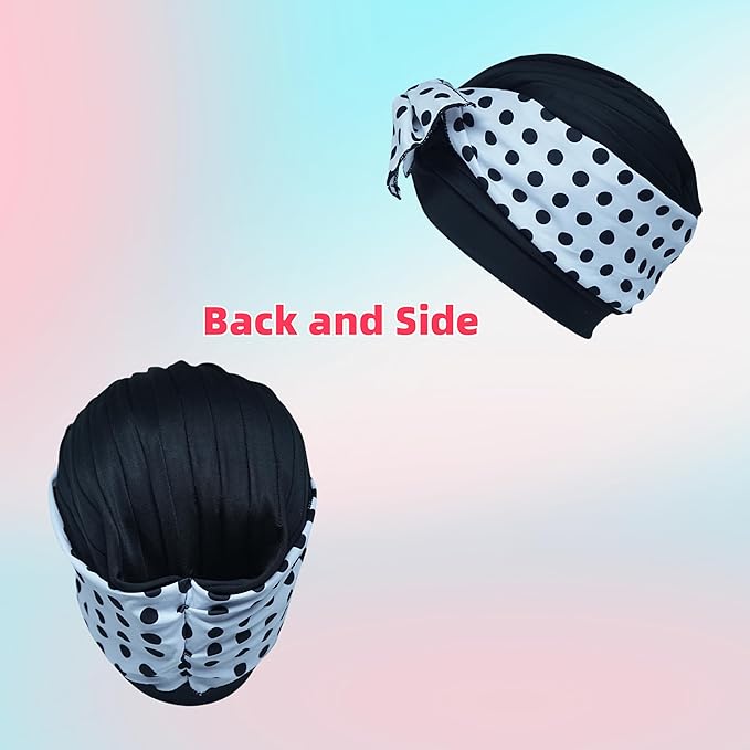 Luckiest MAP Swim Caps Women Adult Retro Polka Dot Bowknot SwimCap for Long and Short Hair Protection,Contouring of The Face, for Swimming Pool/Beach/spa Resorts/Water Aerobics/Spa/Water Park