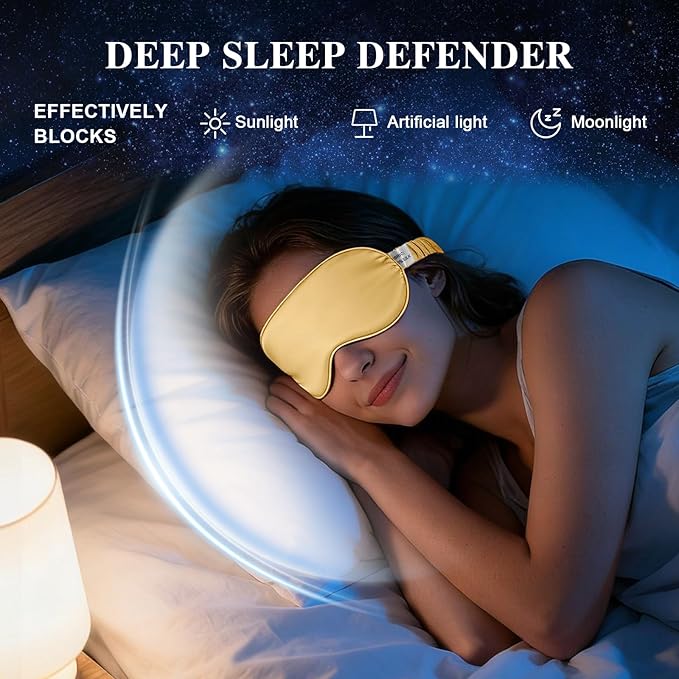 Silk Sleep Mask,Eye Mask for Sleep Women Men,Mulberry Sleeping Mask with Adjustable Strap,Blindfold Blackout Eye Mask for Travel and Full Night's Sleep,Nap